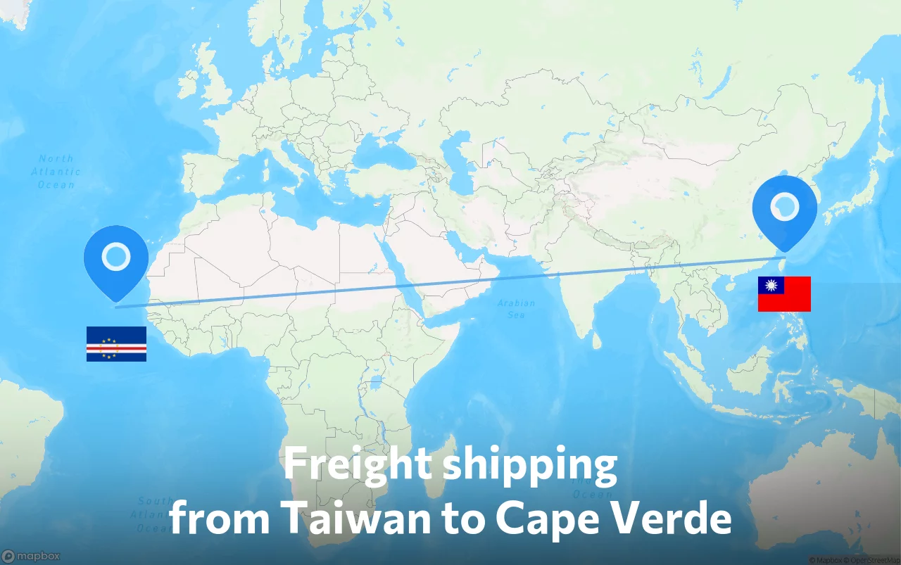 Shipping route from Taiwan to Cape Verde
