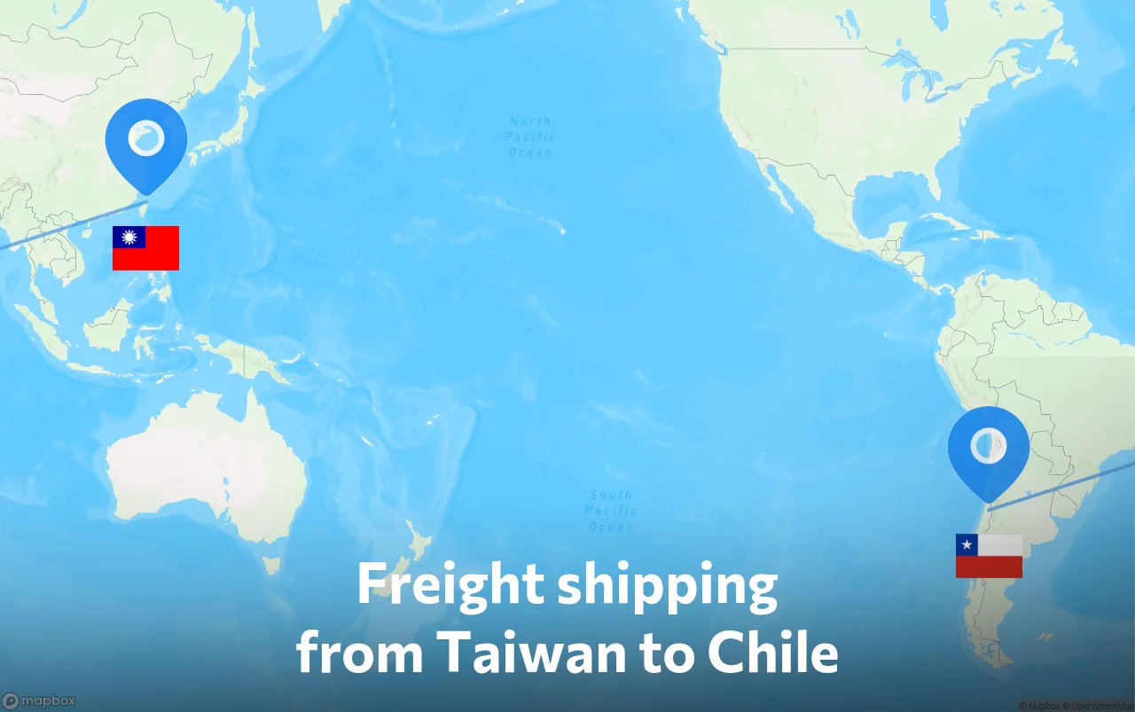 Shipping route from Taiwan to Chile