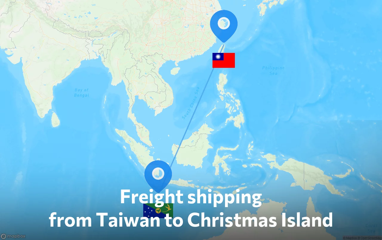 Shipping route from Taiwan to Christmas Island