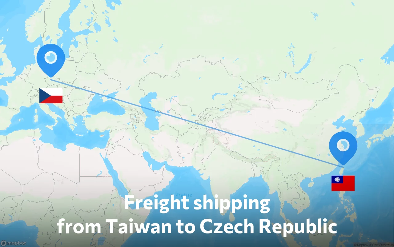Shipping route from Taiwan to Czech Republic