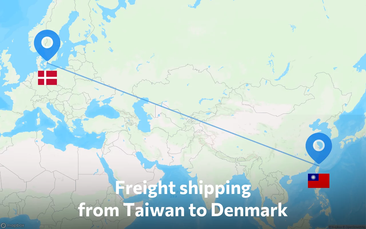 Shipping route from Taiwan to Denmark