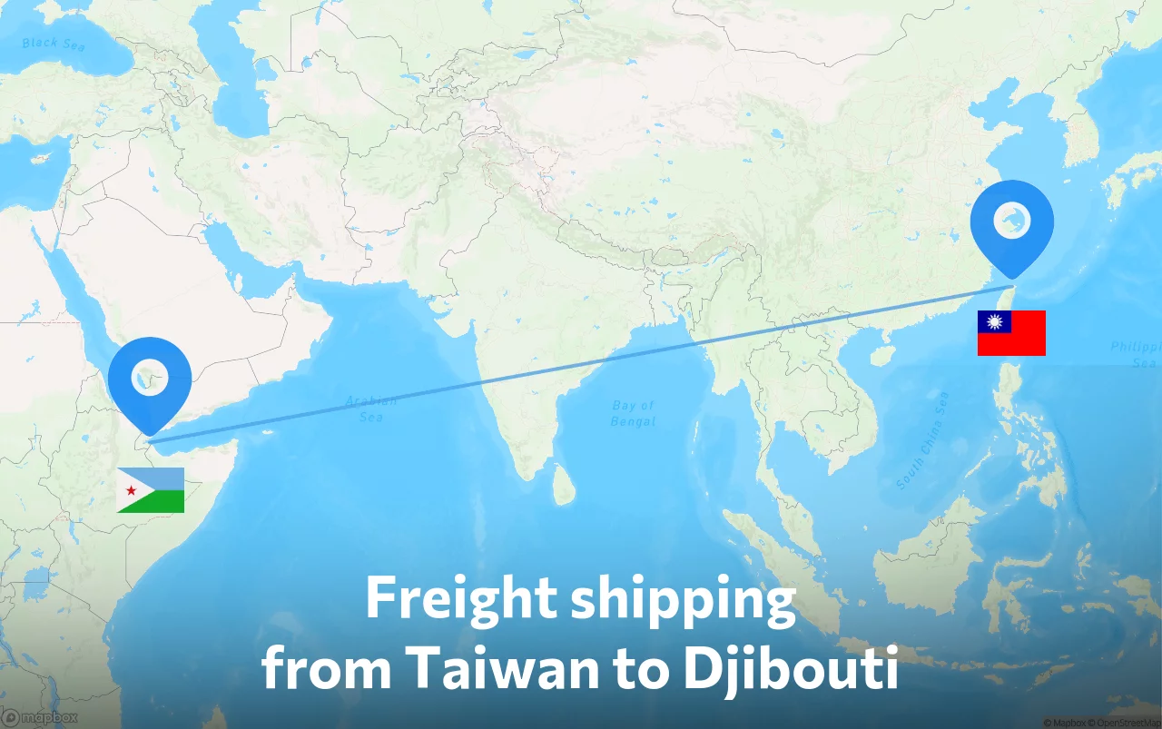 Shipping route from Taiwan to Djibouti