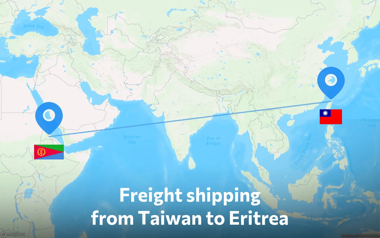 Shipping route from Taiwan to Eritrea