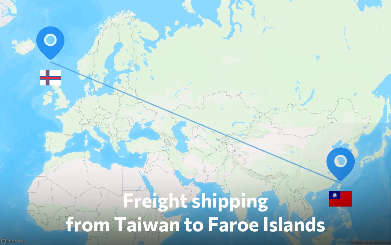 Shipping route from Taiwan to Faroe Islands