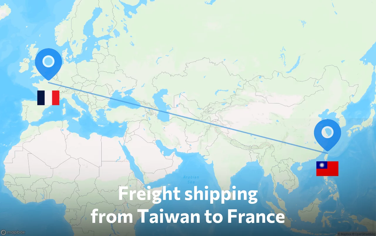 Shipping route from Taiwan to France