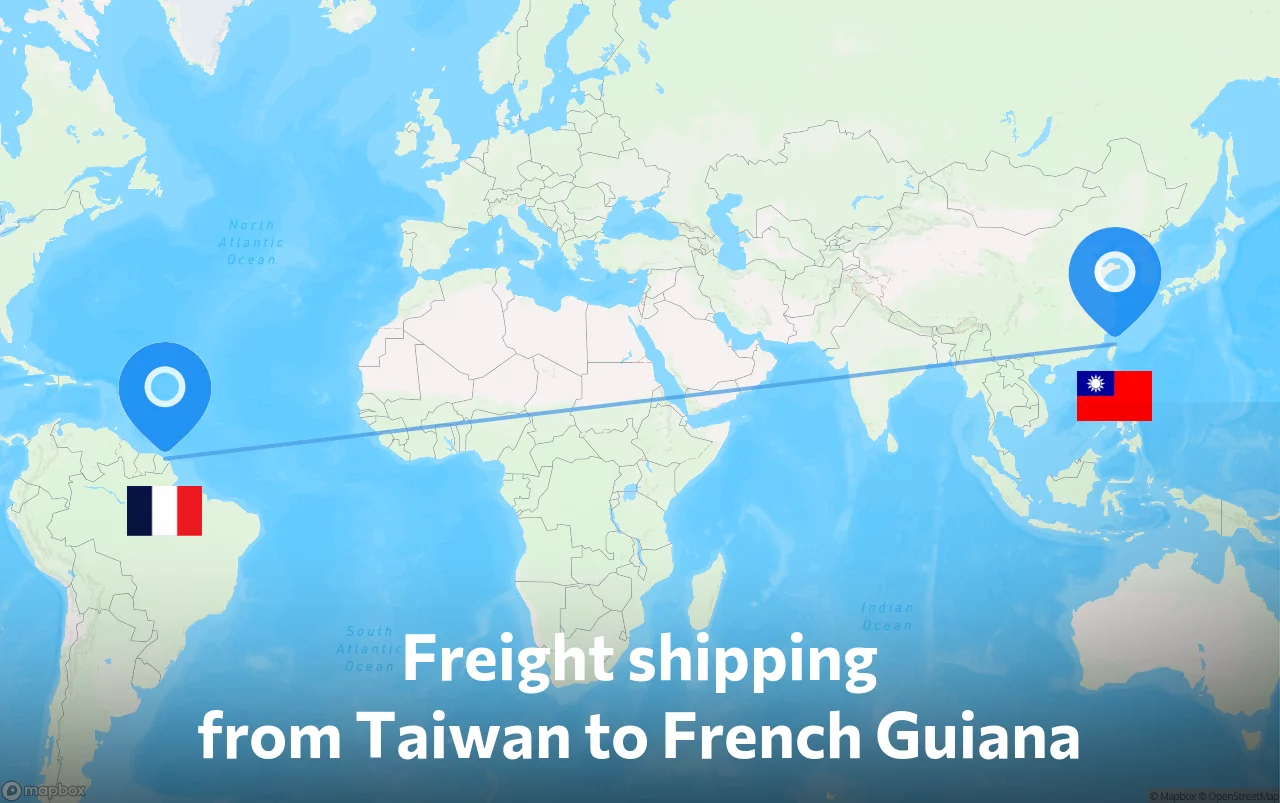 Shipping route from Taiwan to French Guiana