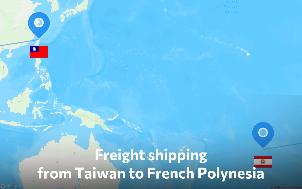 Shipping route from Taiwan to French Polynesia