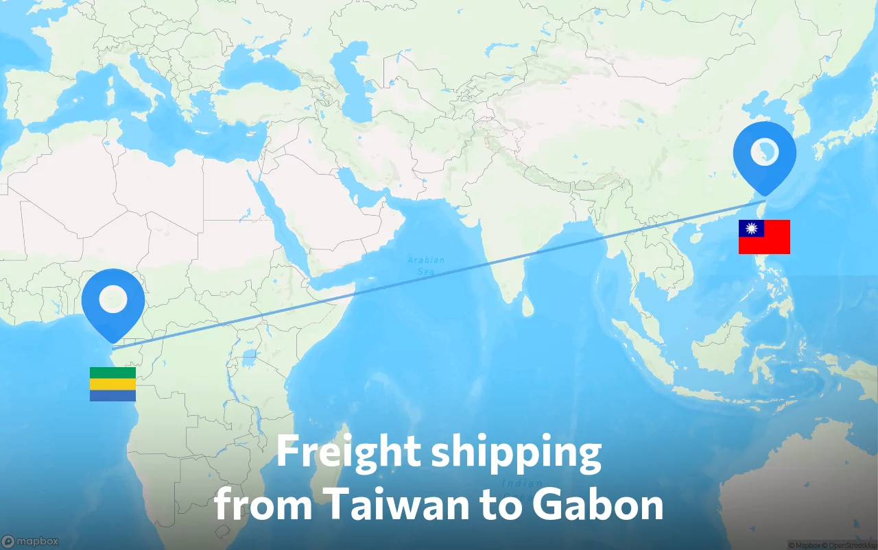 Shipping route from Taiwan to Gabon