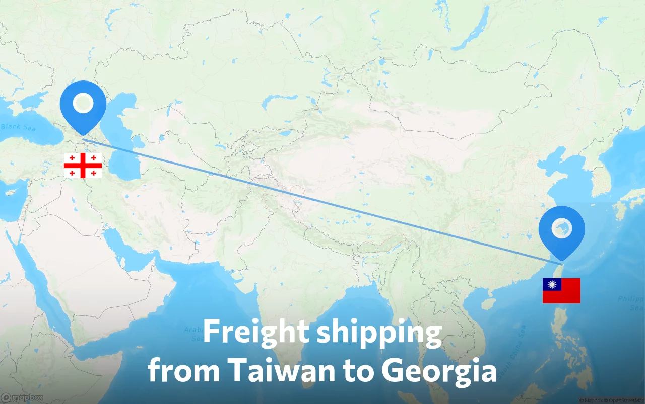Shipping route from Taiwan to Georgia
