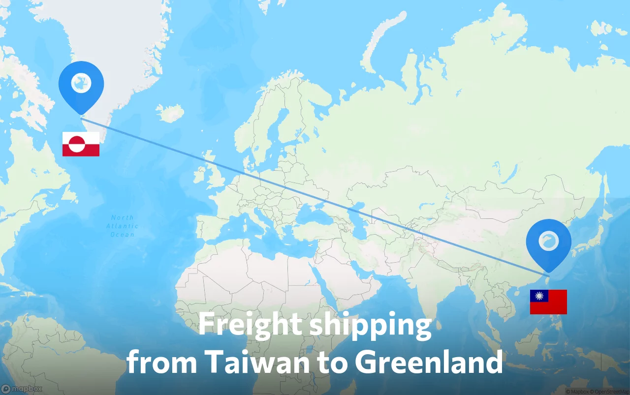 Shipping route from Taiwan to Greenland