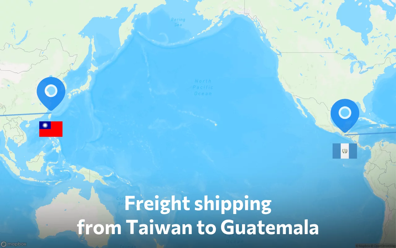 Shipping route from Taiwan to Guatemala