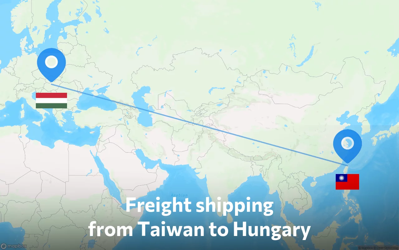 Shipping route from Taiwan to Hungary