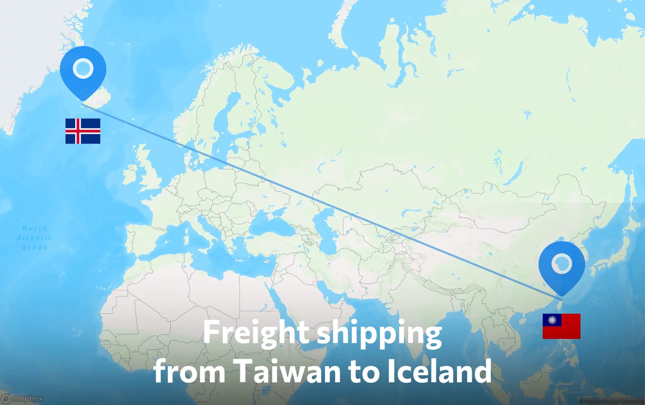 Shipping route from Taiwan to Iceland