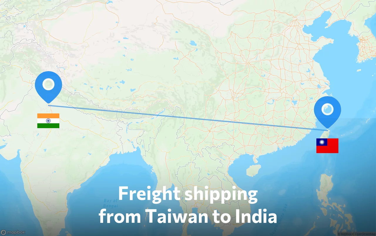 Shipping route from Taiwan to India