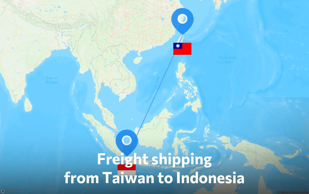 Shipping route from Taiwan to Indonesia