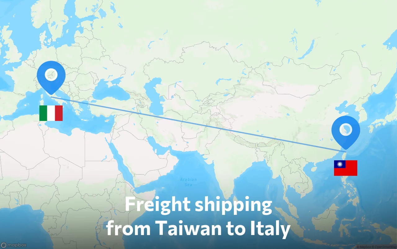 Shipping route from Taiwan to Italy