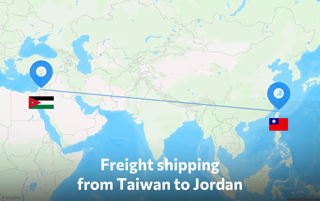 Shipping route from Taiwan to Jordan