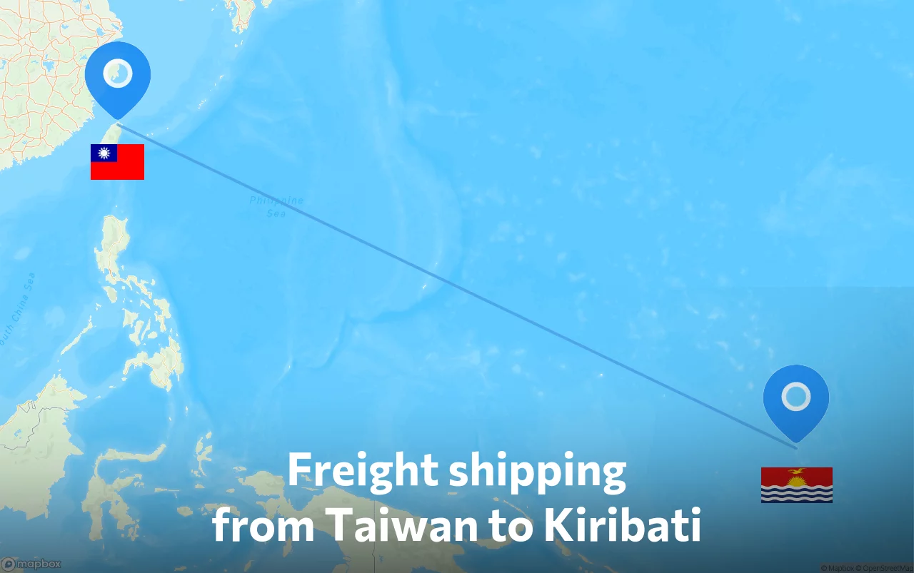 Shipping route from Taiwan to Kiribati
