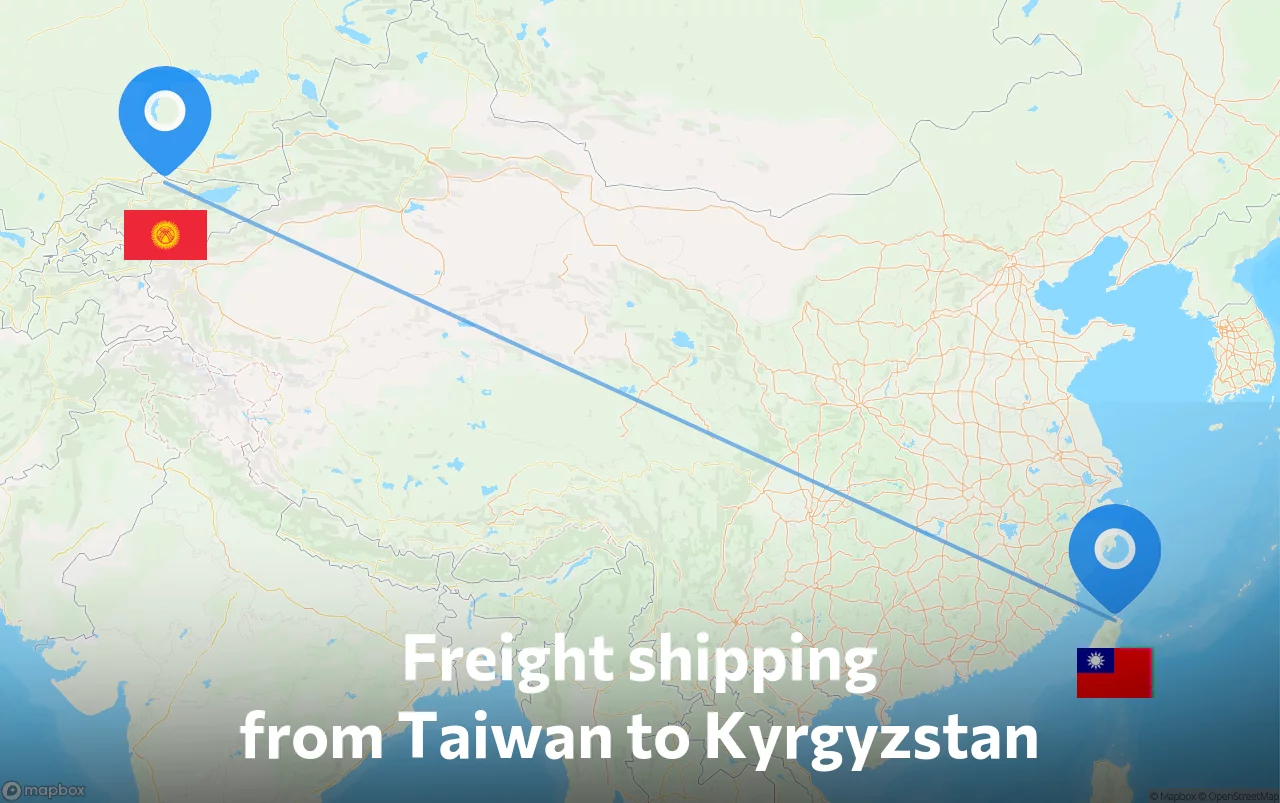 Shipping route from Taiwan to Kyrgyzstan