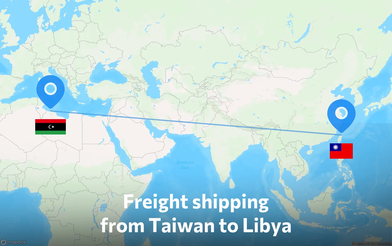 Shipping route from Taiwan to Libya