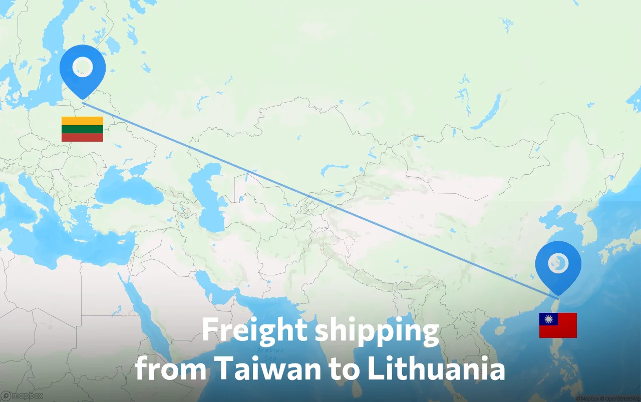 Shipping route from Taiwan to Lithuania