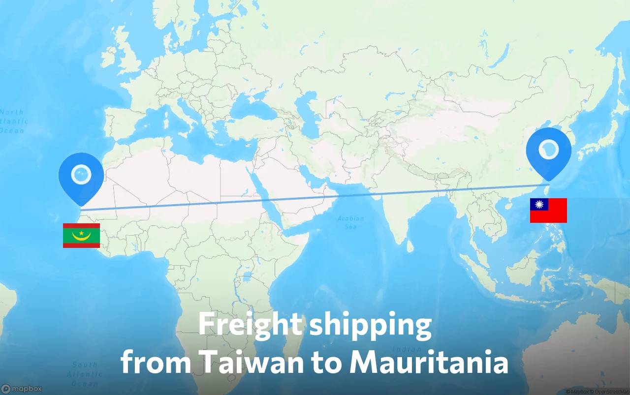 Shipping route from Taiwan to Mauritania