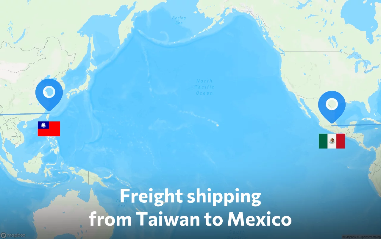 Shipping route from Taiwan to Mexico