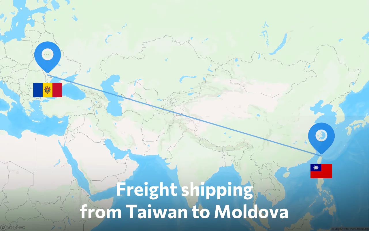 Shipping route from Taiwan to Moldova