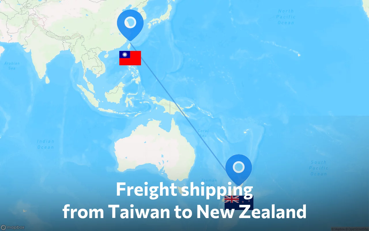 Shipping route from Taiwan to New Zealand