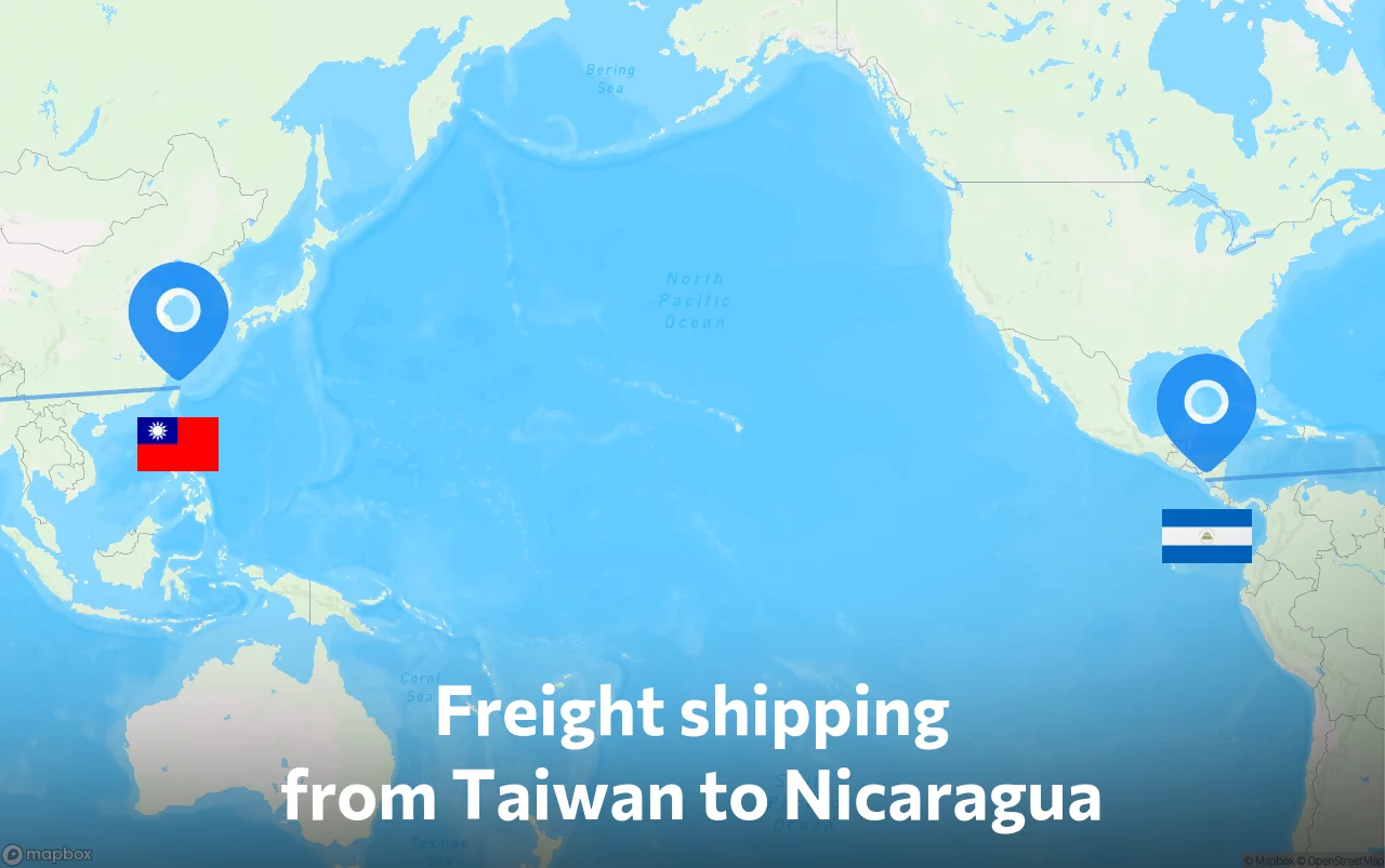Shipping route from Taiwan to Nicaragua