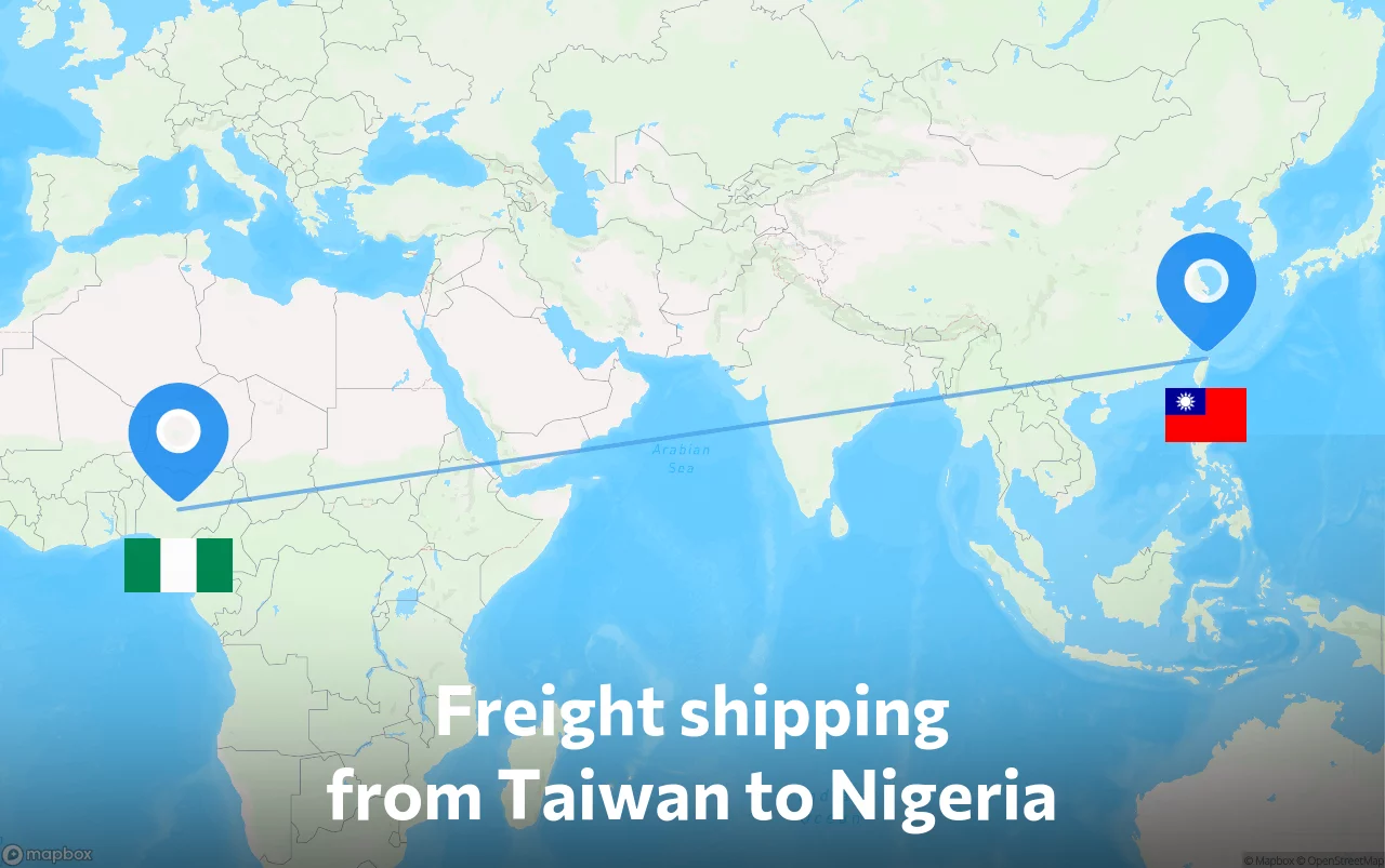 Shipping route from Taiwan to Nigeria