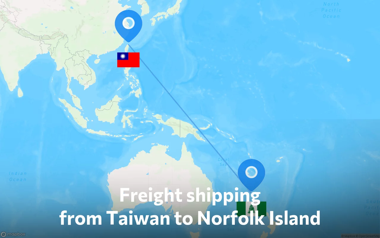 Shipping route from Taiwan to Norfolk Island
