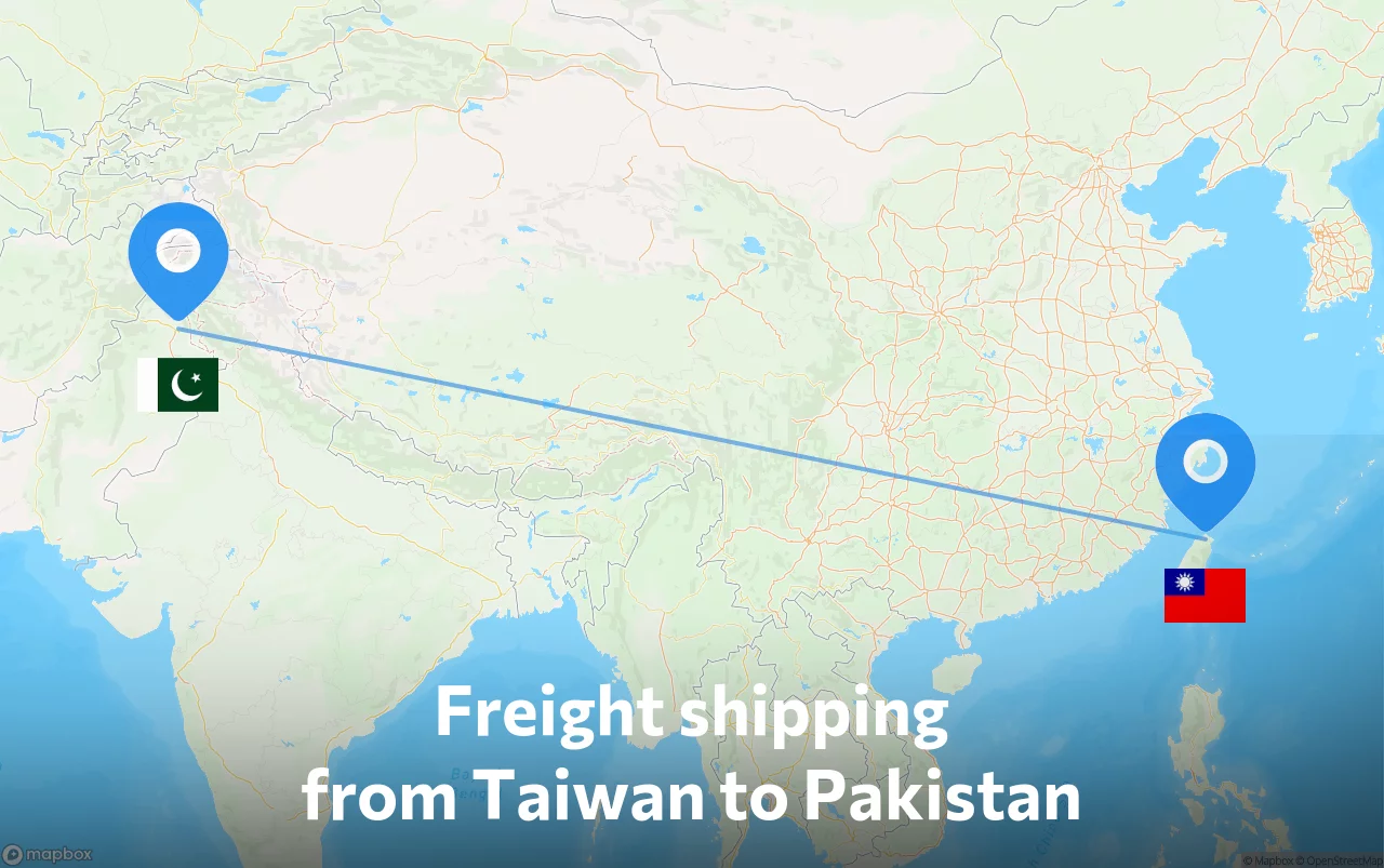 Shipping route from Taiwan to Pakistan