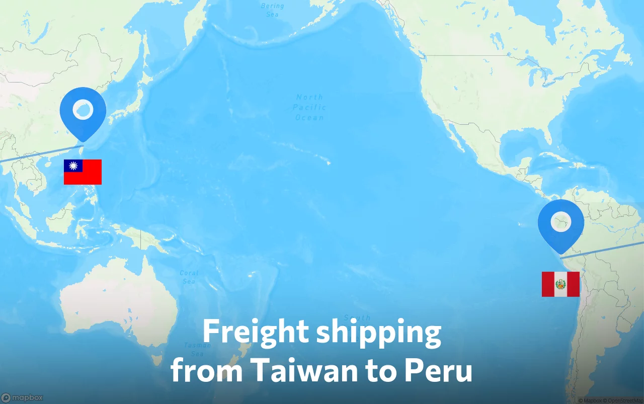 Shipping route from Taiwan to Peru