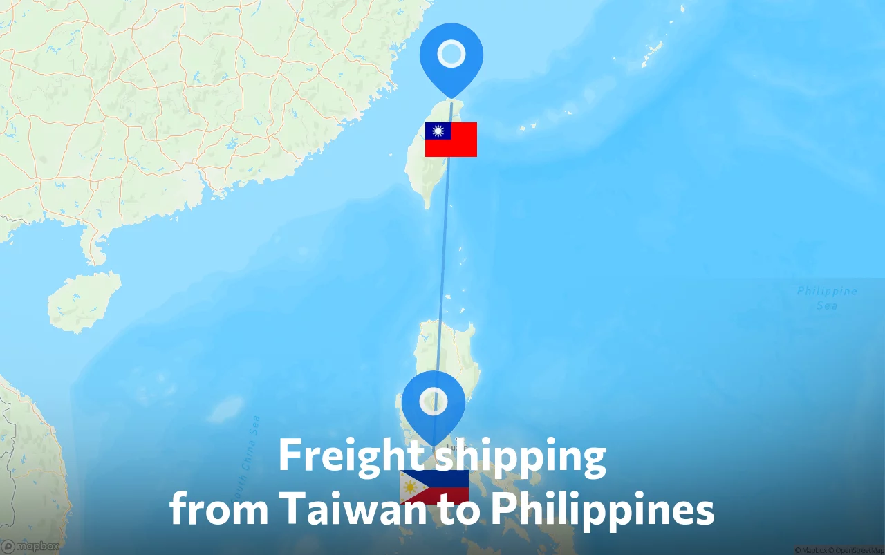 Shipping route from Taiwan to Philippines