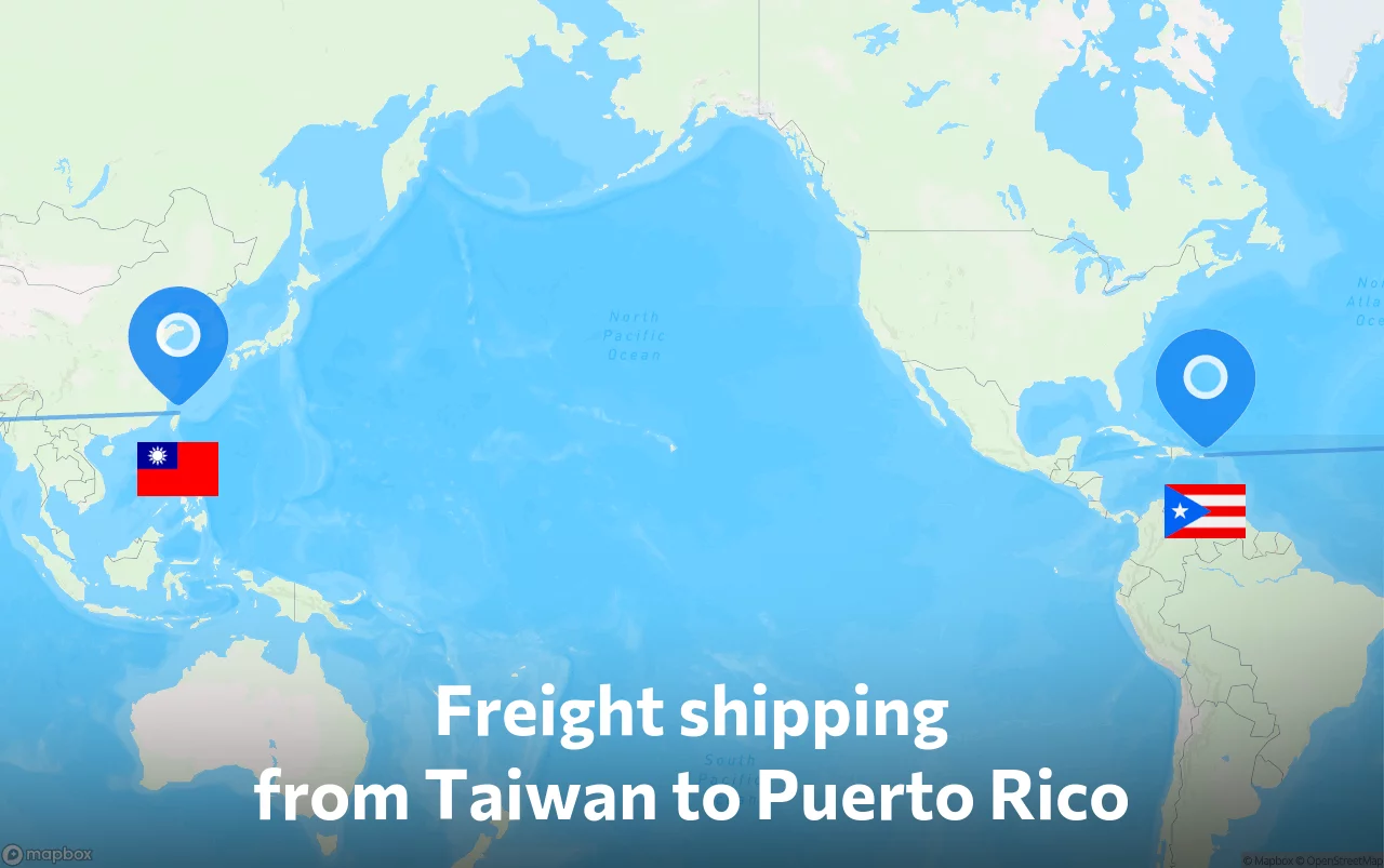 Shipping route from Taiwan to Puerto Rico