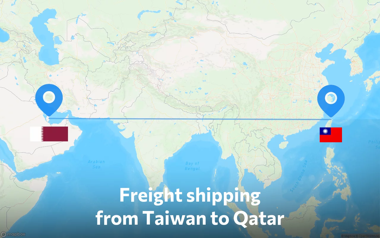 Shipping route from Taiwan to Qatar