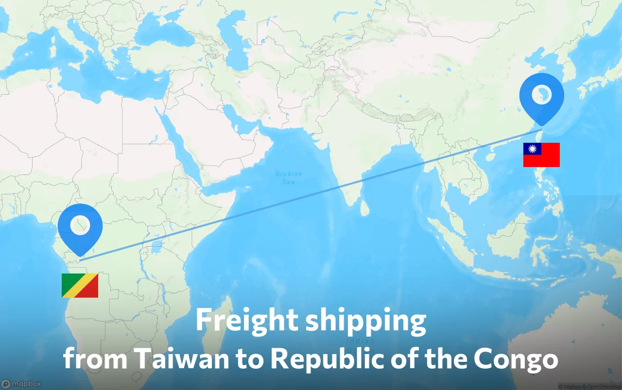 Shipping route from Taiwan to Republic of the Congo