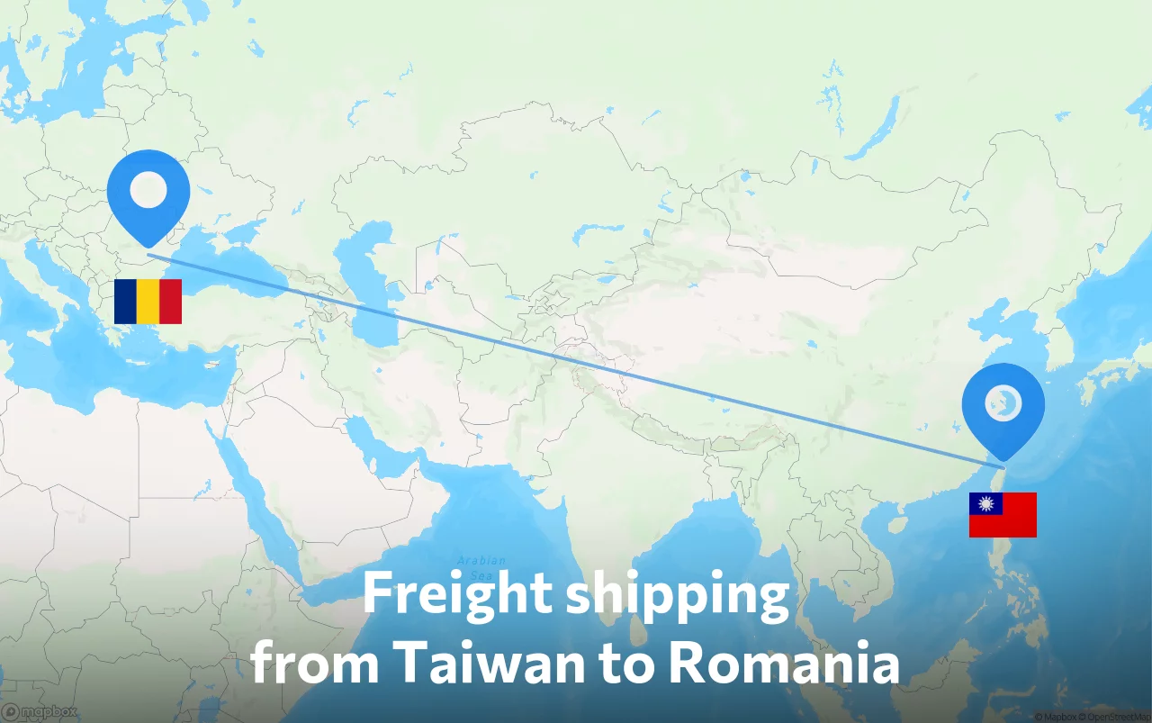 Shipping route from Taiwan to Romania