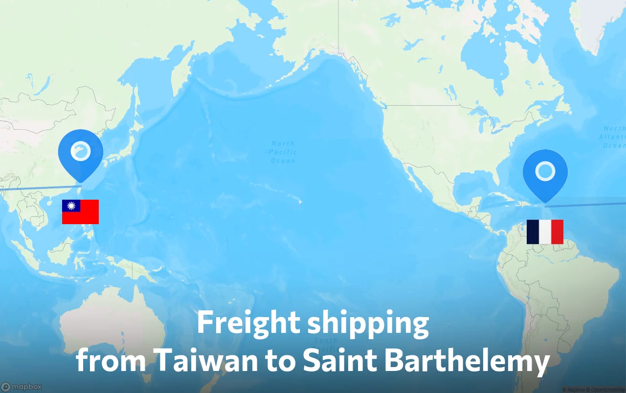 Shipping route from Taiwan to Saint Barthelemy