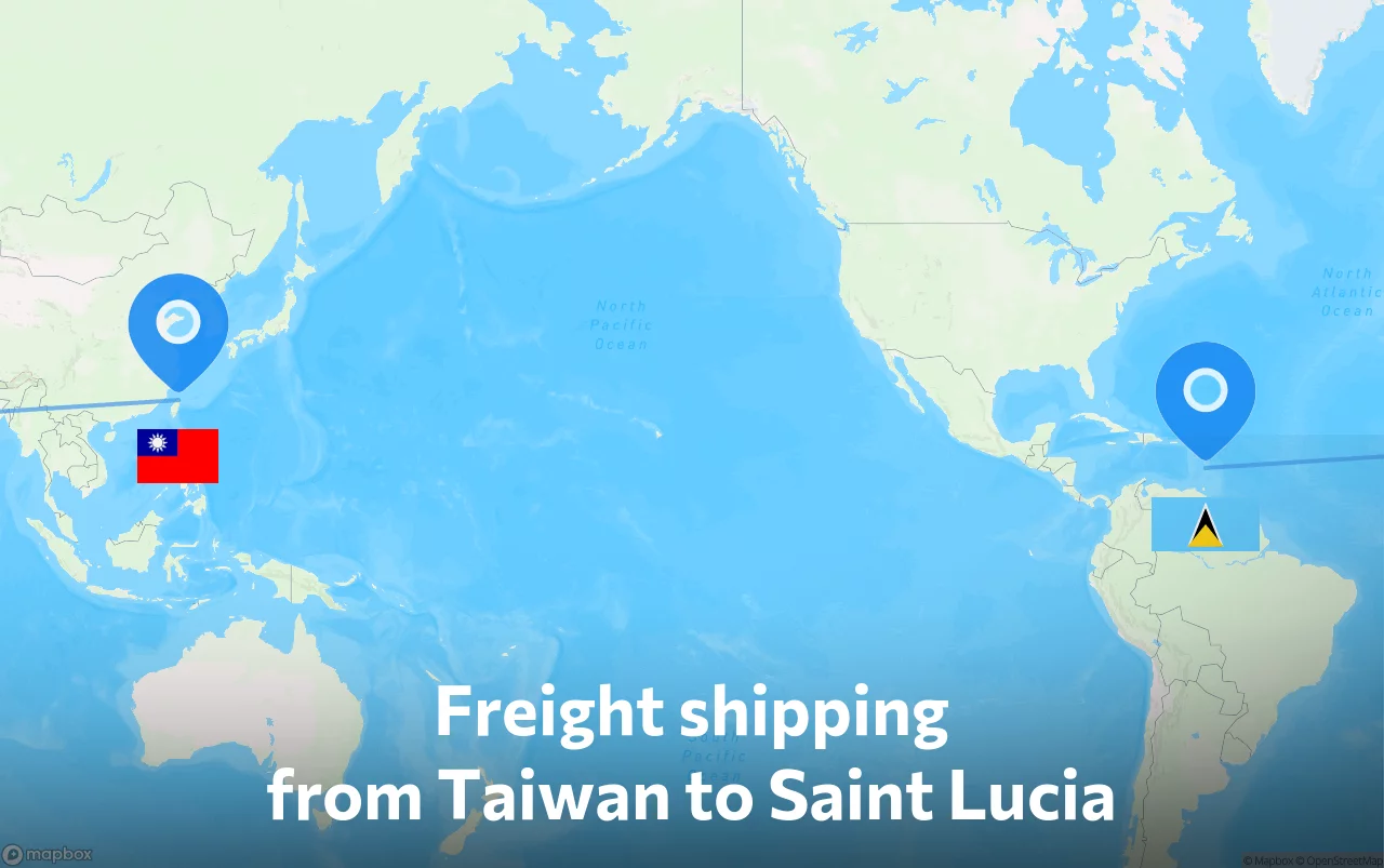 Shipping route from Taiwan to Saint Lucia