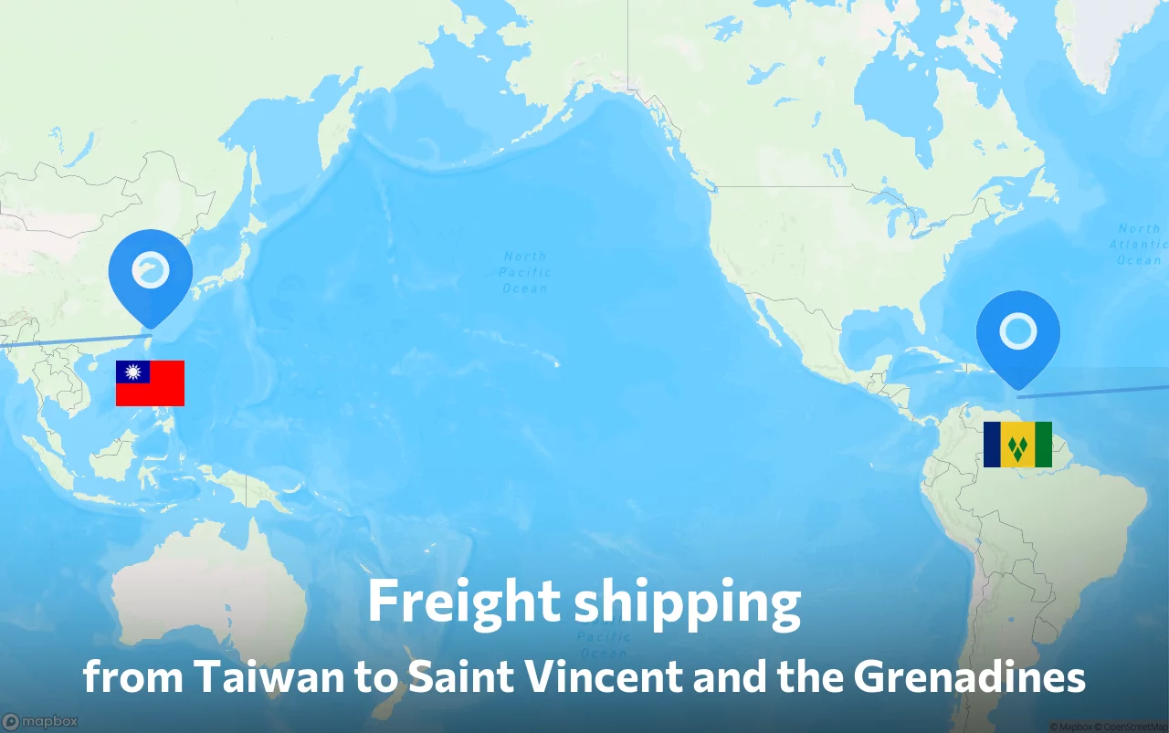 Shipping route from Taiwan to Saint Vincent and the Grenadines