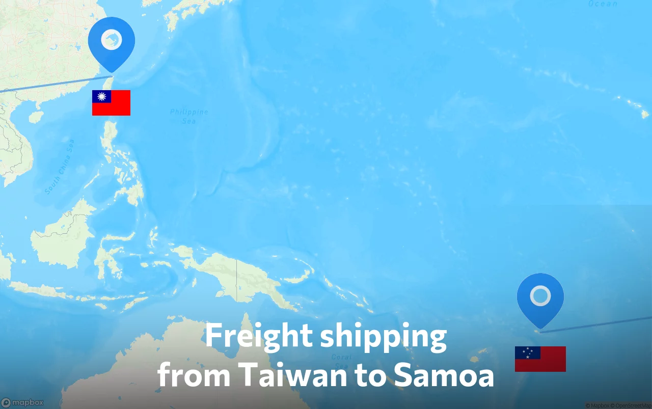 Shipping route from Taiwan to Samoa