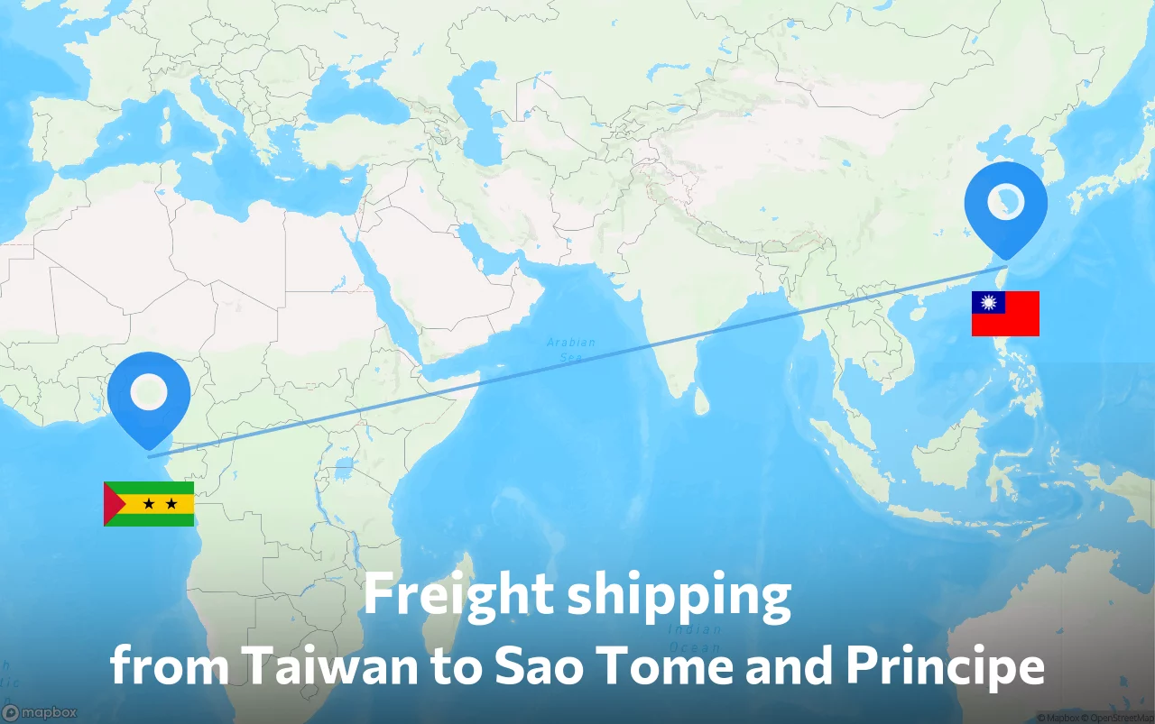 Shipping route from Taiwan to Sao Tome and Principe