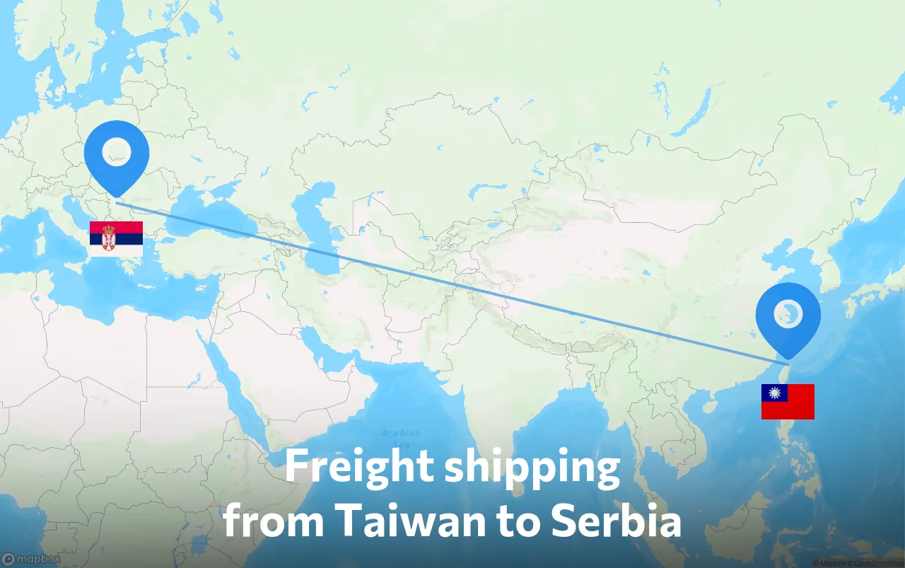 Shipping route from Taiwan to Serbia