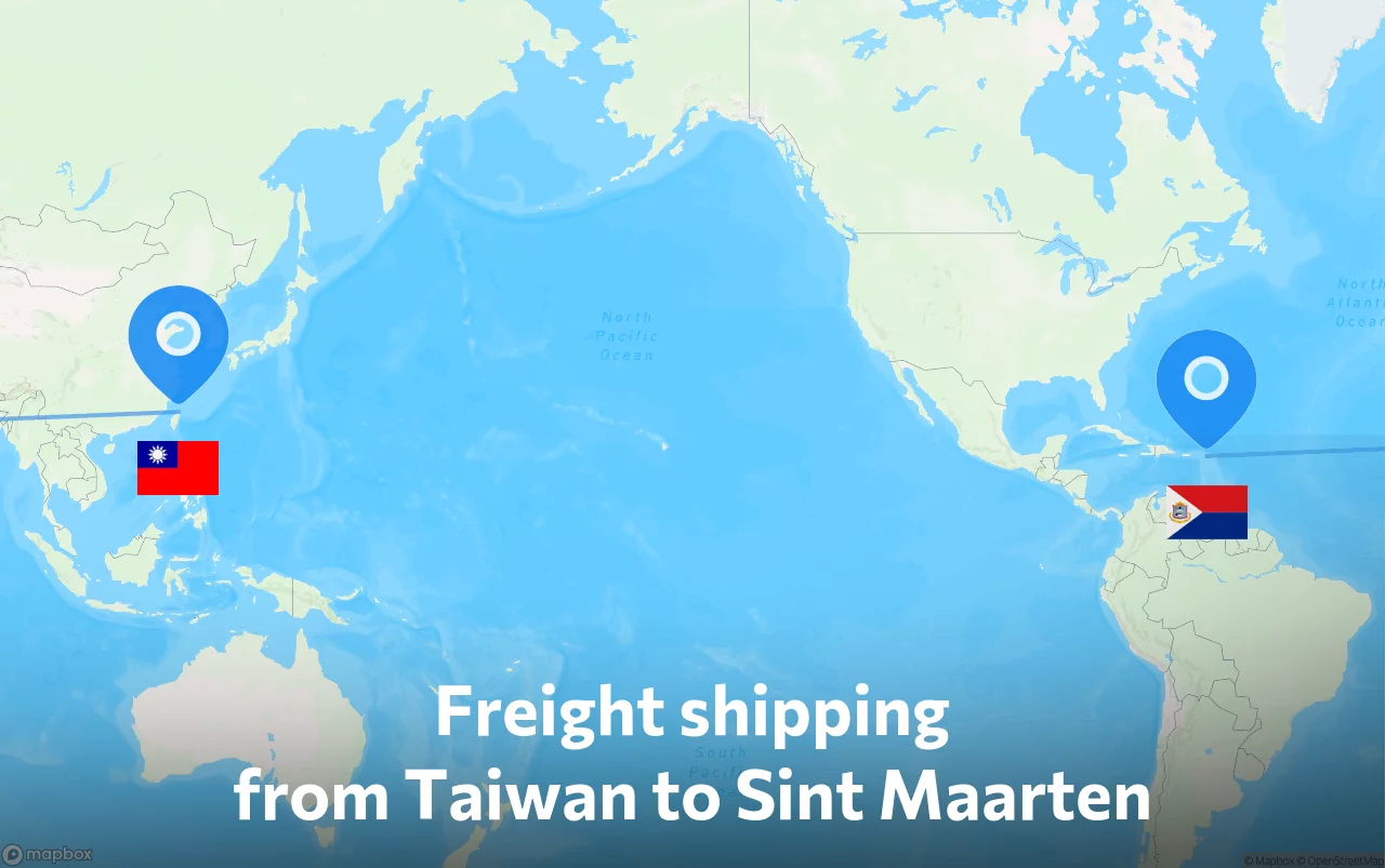 Shipping route from Taiwan to Sint Maarten