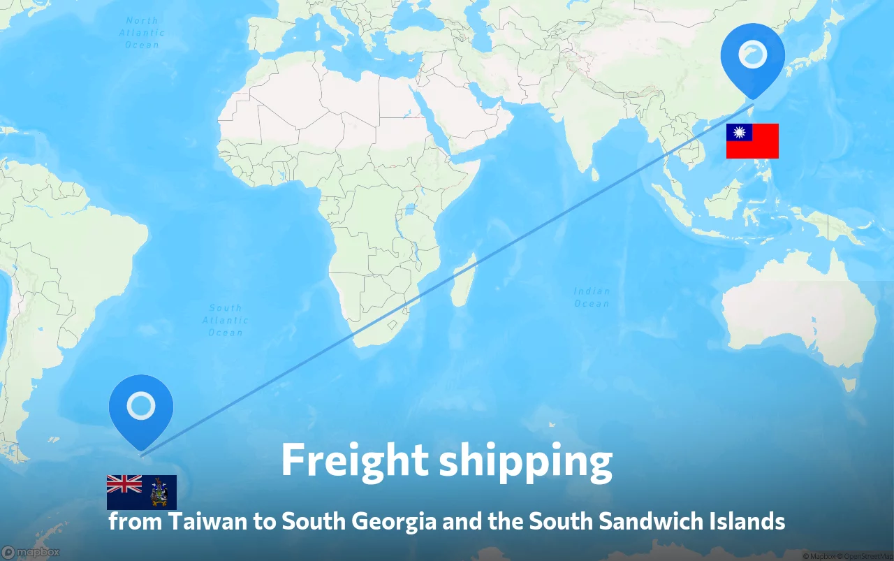 Shipping route from Taiwan to South Georgia and the South Sandwich Islands