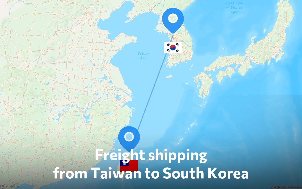 Shipping route from Taiwan to South Korea