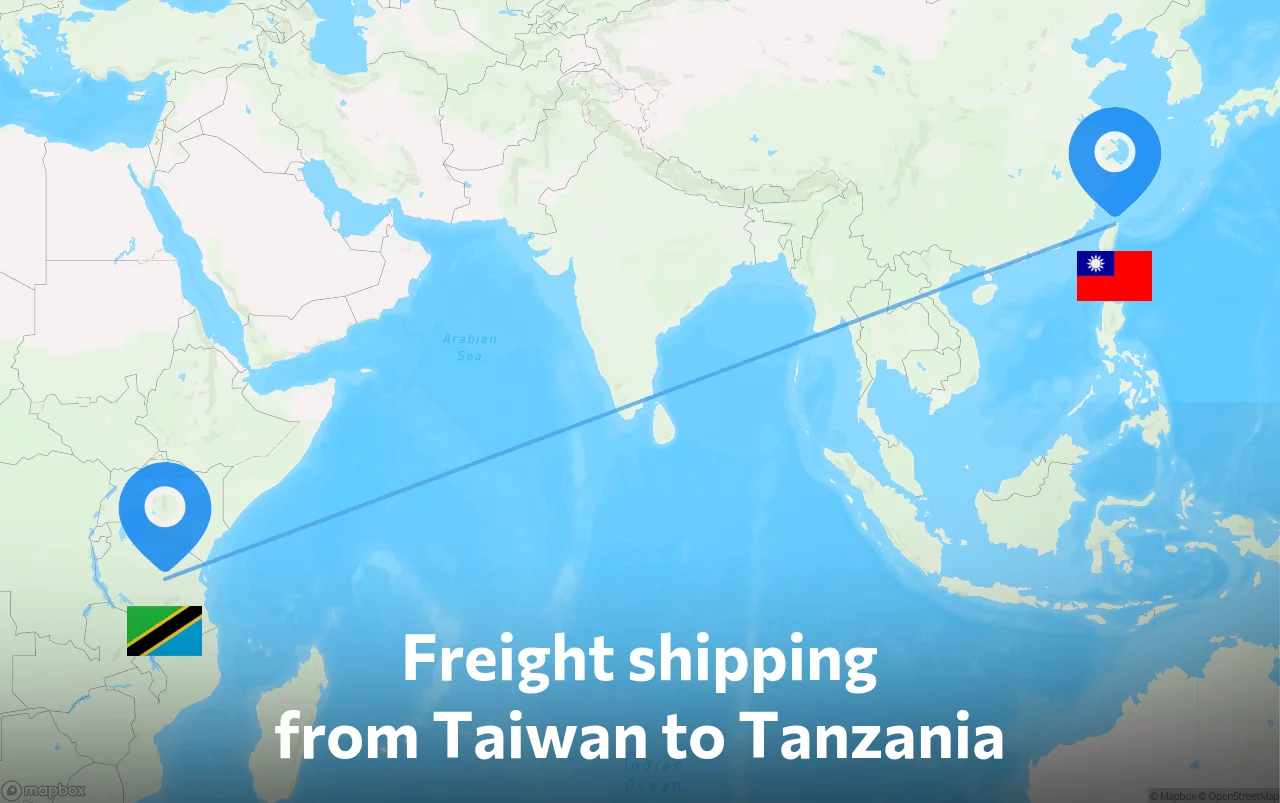 Shipping route from Taiwan to Tanzania