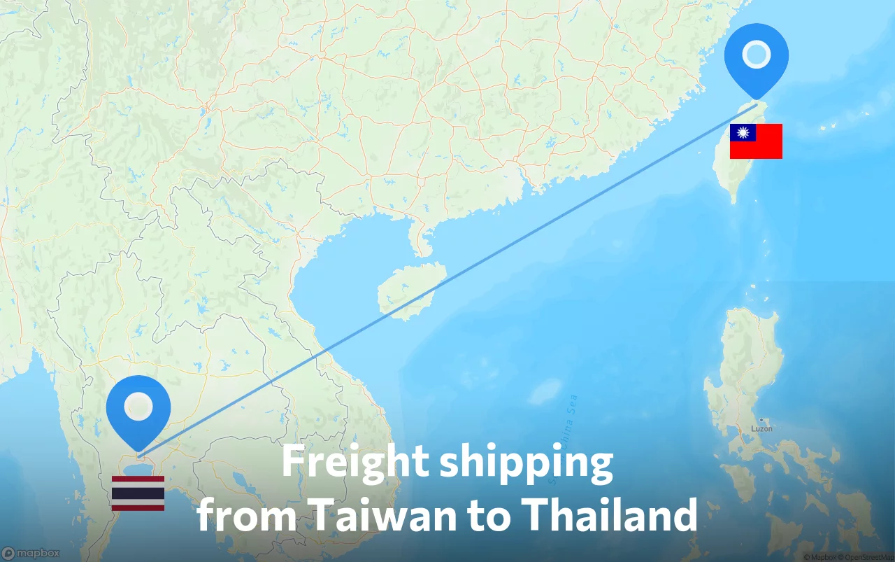 Shipping route from Taiwan to Thailand